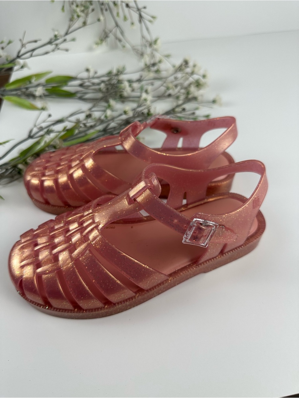 Mini Melissa Pink Glitter Jelly Sandals Toddler Size 13 - Picture 10 of 13